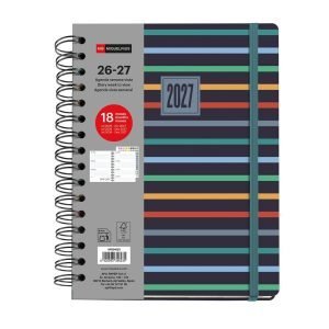 AGENDA 18 MESES PLUS MIQUELRIUS 26/27 A5 SEMANAL WIRE-O STRIPES