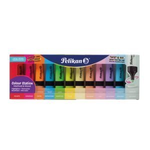 FLUORESCENTE PELIKAN 12 COLORES CON BASE 6 NEON + 6 PASTEL