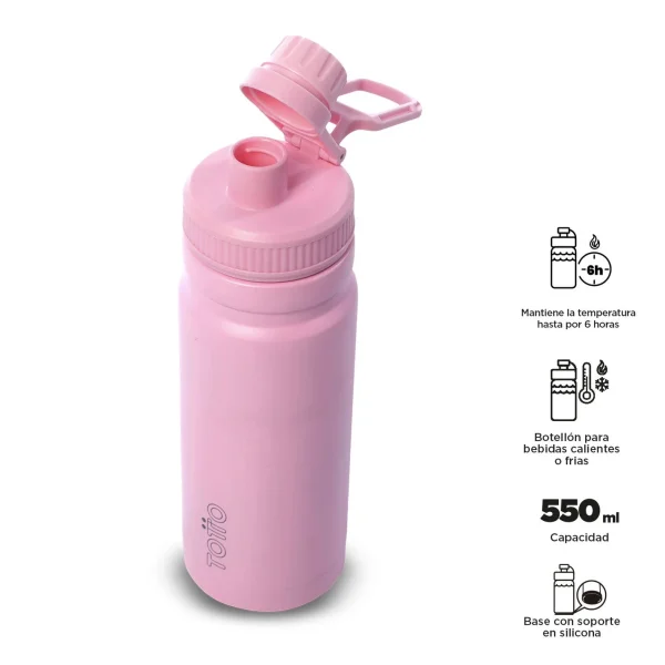 BOTELLA ISOTÉRMICA TOTTO 550ML ROSA PASTEL - Imagen 2