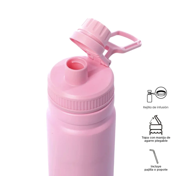 BOTELLA ISOTÉRMICA TOTTO 550ML ROSA PASTEL - Imagen 3