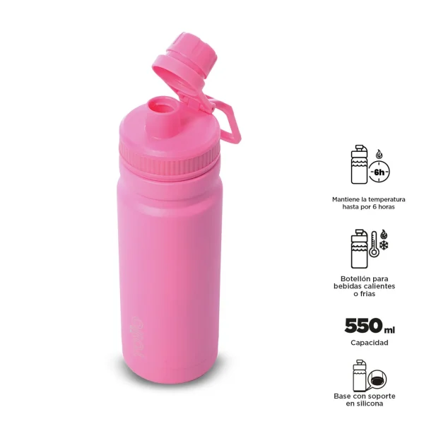BOTELLA ISOTÉRMICA TOTTO 550ML ROSA - Imagen 3