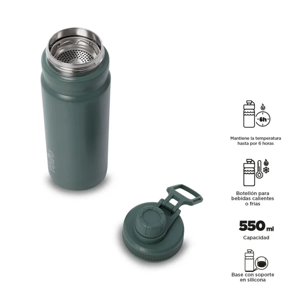 BOTELLA ISOTÉRMICA TOTTO 550ML VERDE MILITAR - Imagen 2