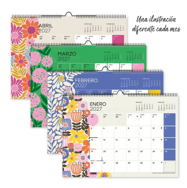 CALENDARIO ESCOLAR MIQUELRIUS PARED A3 HUTTER FLOWER 26/27 - Imagen 2