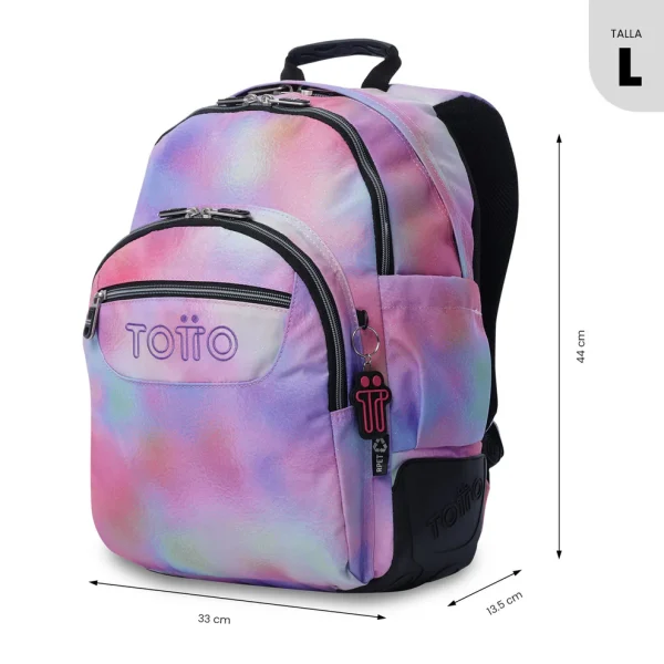 MOCHILA TOTTO ESCOLAR CON REFUERZO GLITTER MULTICOLOR - Imagen 3