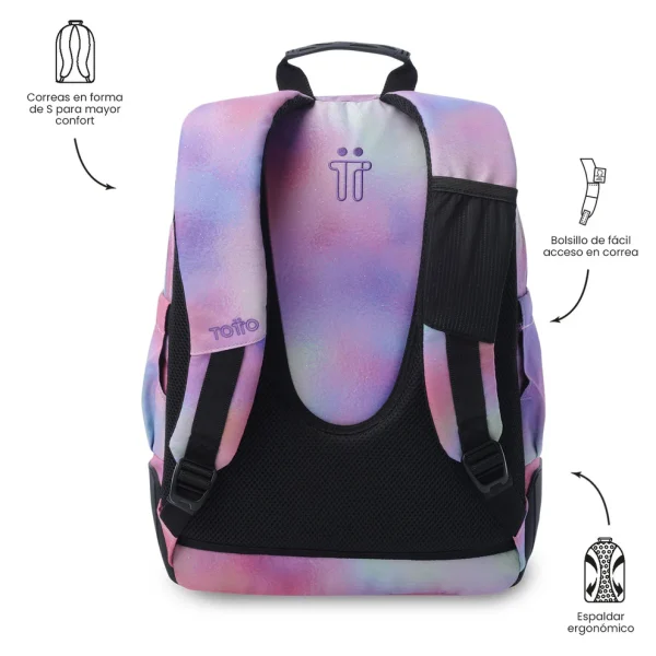 MOCHILA TOTTO ESCOLAR CON REFUERZO GLITTER MULTICOLOR - Imagen 4