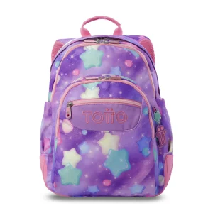 MOCHILA TOTTO ESCOLAR CON REFUERZO ESTRELLAS LILA