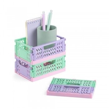 CAJA PLEGABLE Y APILABLE APLI COLOR ROSA,LILA y TURQUESA PASTELES - Imagen 3