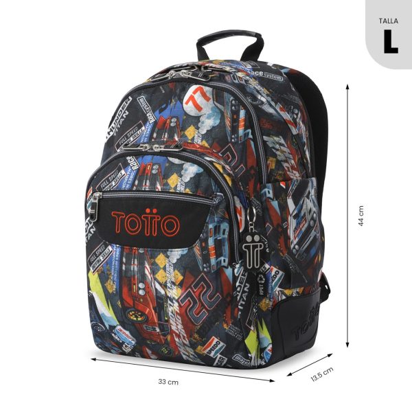MOCHILA TOTTO ESCOLAR CON REFUERZO COCHES - Imagen 2
