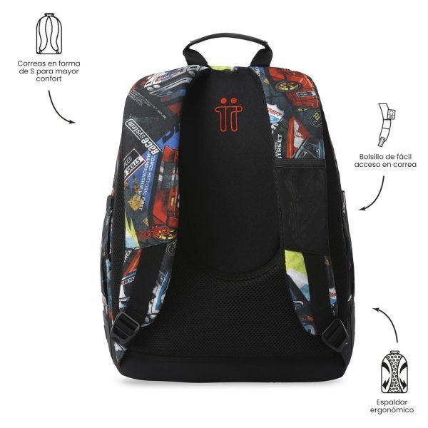 MOCHILA TOTTO ESCOLAR CON REFUERZO COCHES - Imagen 4