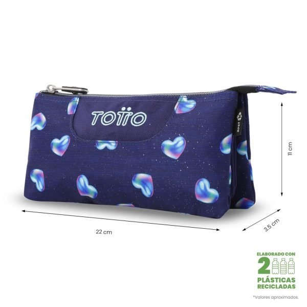 ESTUCHE TOTTO TRIPLE TABLERO GLITTER CORAZONES - Imagen 2