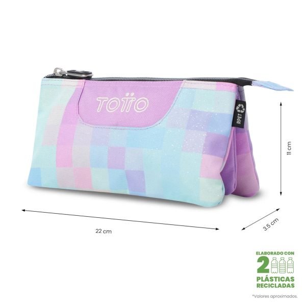 ESTUCHE TOTTO TRIPLE TABLERO GLITTER PIXEL - Imagen 2