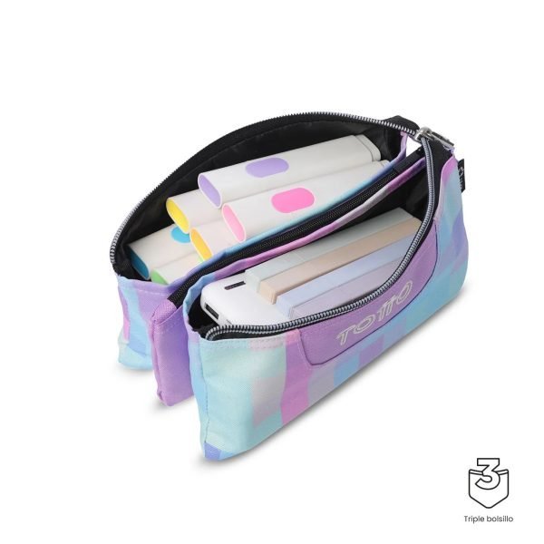 ESTUCHE TOTTO TRIPLE TABLERO GLITTER PIXEL - Imagen 3