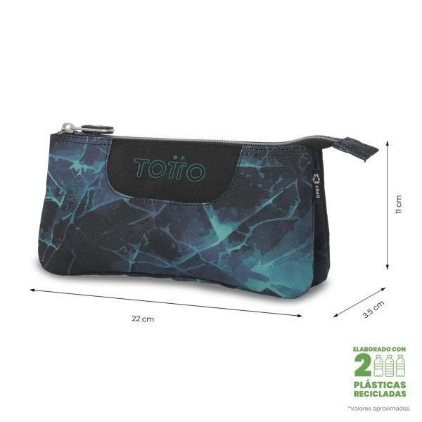 ESTUCHE TOTTO TRIPLE TABLERO EFECTO MÁRMOL AZUL Y NEGRO - Imagen 2