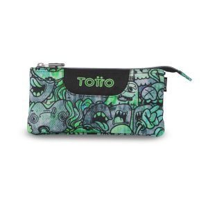 ESTUCHE TOTTO TRIPLE TABLERO ESTAMPADO VERDE