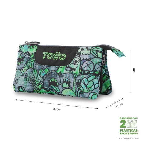 ESTUCHE TOTTO TRIPLE TABLERO ESTAMPADO VERDE - Imagen 2