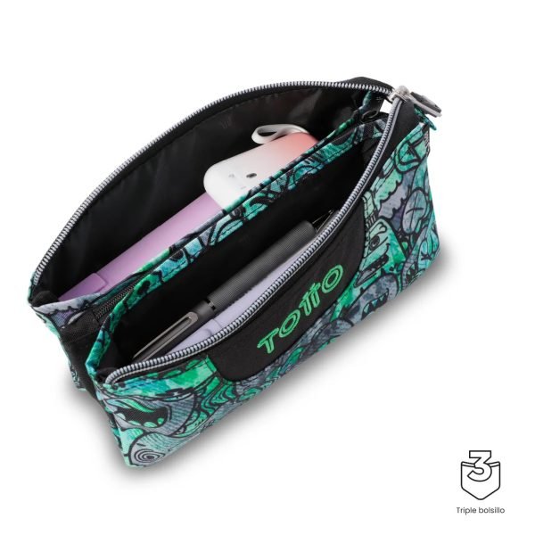 ESTUCHE TOTTO TRIPLE TABLERO ESTAMPADO VERDE - Imagen 3