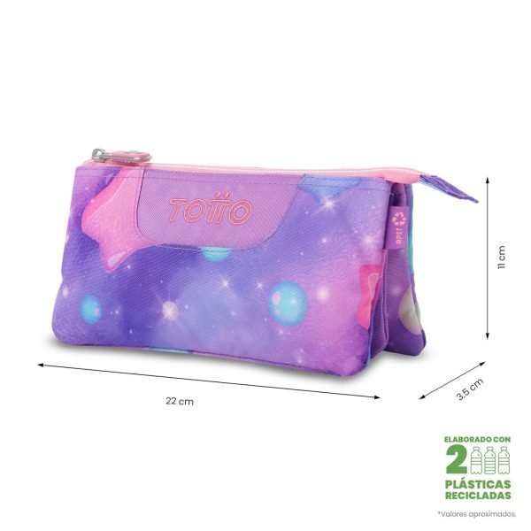 ESTUCHE TOTTO TRIPLE TABLERO ESTRELLAS LILA - Imagen 2