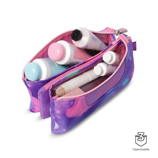 ESTUCHE TOTTO TRIPLE TABLERO ESTRELLAS LILA - Imagen 3