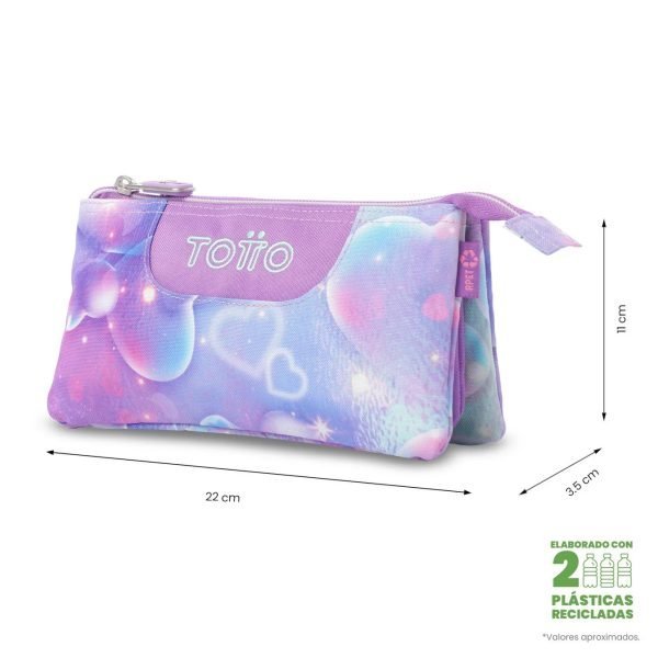 ESTUCHE TOTTO TRIPLE TABLERO CORAZONES BURBUJA - Imagen 2