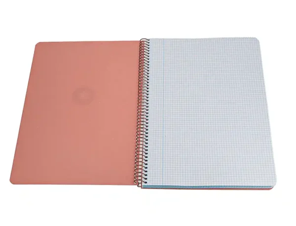 CUADERNO ESPIRAL ANTARTIK A4 CUADROS 80H POLYFOAM COLOR ROSA CORAL - Imagen 3