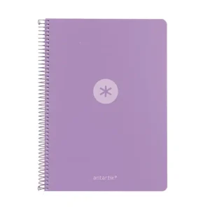 CUADERNO ESPIRAL ANTARTIK A4 CUADROS 80H POLYFOAM COLOR MORADO LAVANDA