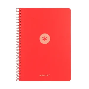 CUADERNO ESPIRAL ANTARTIK A4 CUADROS 80H POLYFOAM COLOR ROJO