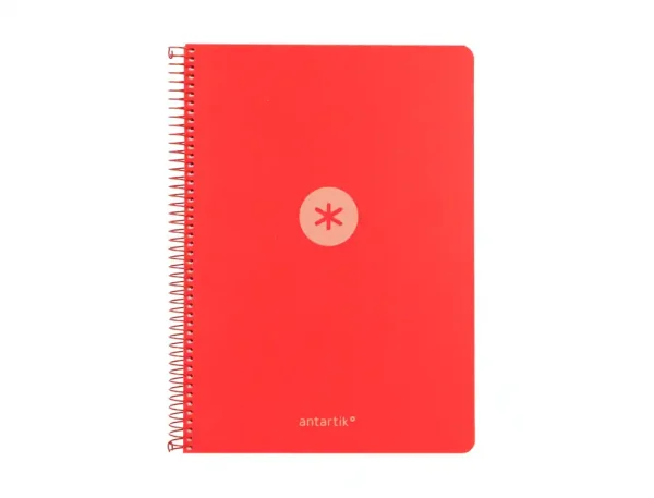 CUADERNO ESPIRAL ANTARTIK A4 CUADROS 80H POLYFOAM COLOR ROJO
