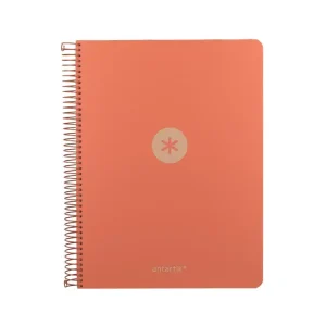 CUADERNO ESPIRAL ANTARTIK A4 CUADROS MICROPERFORADO 120H POLYFOAM COLOR ROSA CORAL