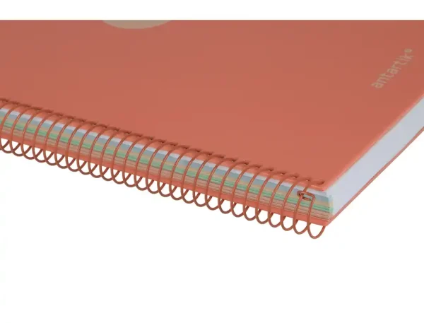 CUADERNO ESPIRAL ANTARTIK A4 CUADROS MICROPERFORADO 120H POLYFOAM COLOR ROSA CORAL - Imagen 3