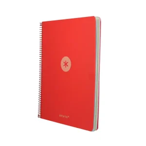 CUADERNO ESPIRAL ANTARTIK A4 CUADROS MICROPERFORADO 120H POLYFOAM COLOR ROJA