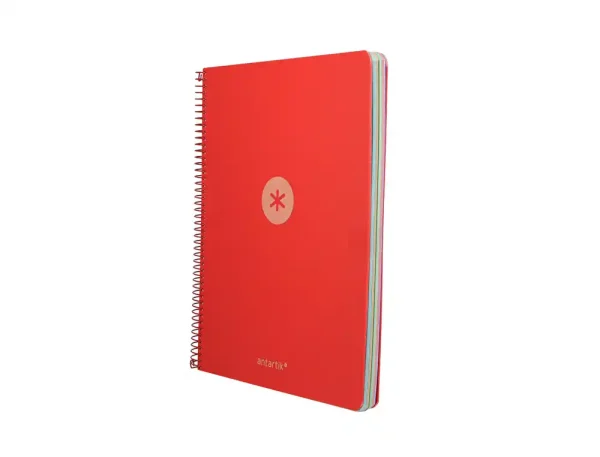 CUADERNO ESPIRAL ANTARTIK A4 CUADROS MICROPERFORADO 120H POLYFOAM COLOR ROJA