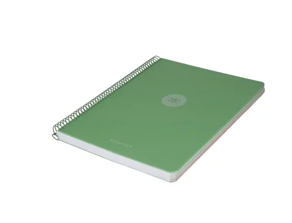 CUADERNO ESPIRAL ANTARTIK A4 CUADROS MICROPERFORADO 120H POLYFOAM COLOR VERDE MATCHA - Imagen 3