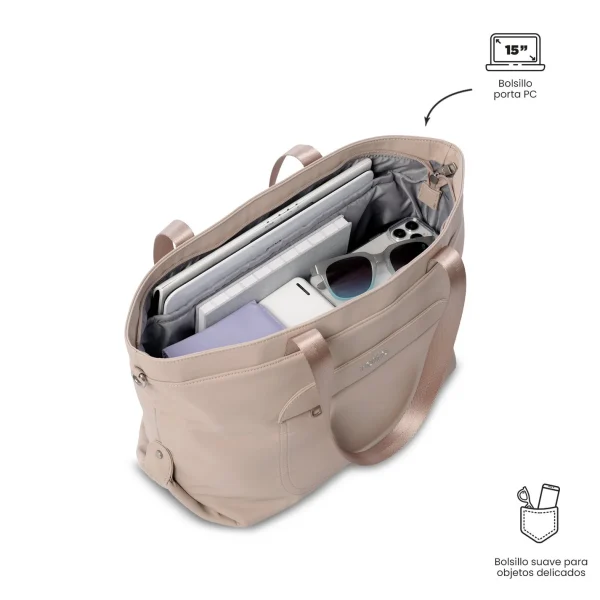 BOLSO TOTTO MADRID BEIGE - Imagen 3