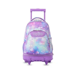 MOCHILA TOTTO ESCOLAR CARRO DESMONTABLE CORAZONES BURBUJA