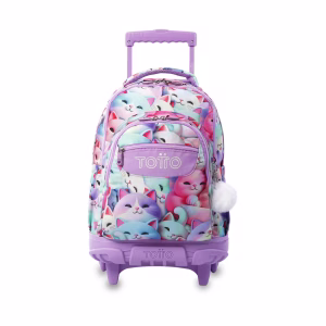 MOCHILA TOTTO ESCOLAR CARRO FIJO GATOS