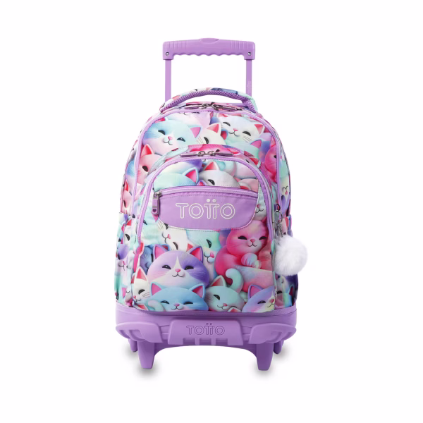 MOCHILA TOTTO ESCOLAR CARRO FIJO GATOS