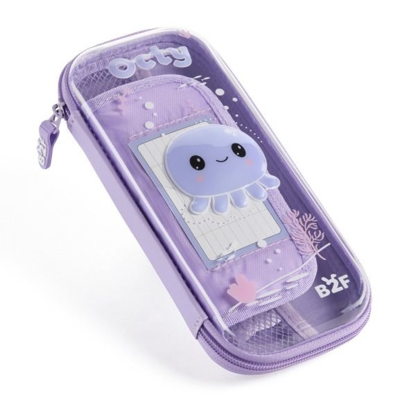 ESTUCHE SENCILLO TRANSPARENTE BACK2FUN PULPO