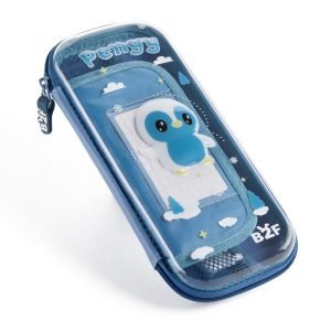 ESTUCHE SENCILLO TRANSPARENTE BACK2FUN PINGÜINO