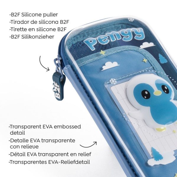 ESTUCHE SENCILLO TRANSPARENTE BACK2FUN PINGÜINO - Imagen 3