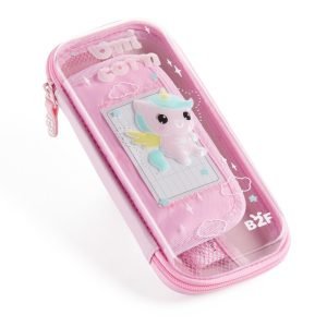 ESTUCHE SENCILLO TRANSPARENTE BACK2FUN UNICORNIO