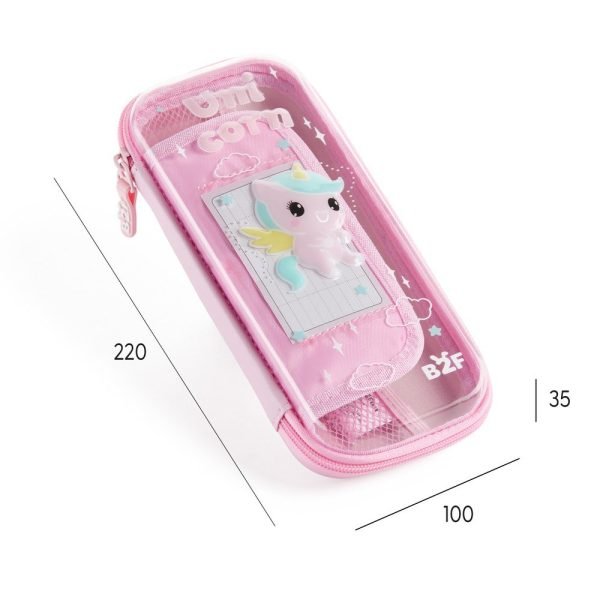 ESTUCHE SENCILLO TRANSPARENTE BACK2FUN UNICORNIO - Imagen 2