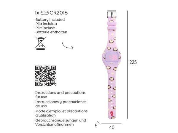 RELOJ TACTIL MIQUELRIUS COLOR MORADO PINGÜÍNO - Imagen 3