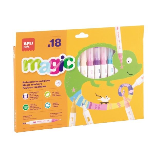 CAJA 18 ROTULADORES APLI MAGIC DOBLE PUNTA