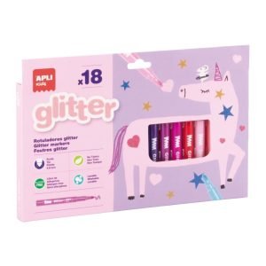 CAJA 18 ROTULADORES APLI GLITTER