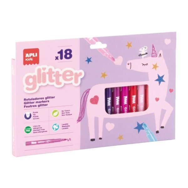 CAJA 18 ROTULADORES APLI GLITTER