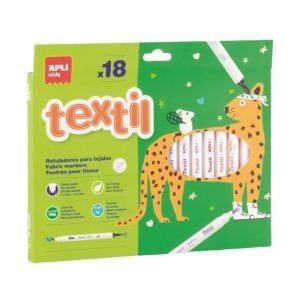 CAJA 18 ROTULADORES APLI TEXTIL DOBLE PUNTA