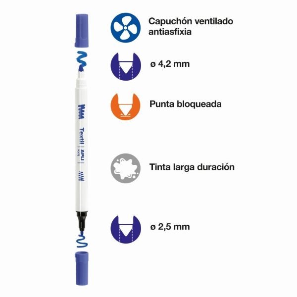 CAJA 18 ROTULADORES APLI TEXTIL DOBLE PUNTA - Imagen 3