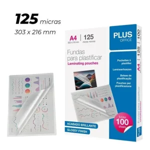 FUNDAS PARA PLASTIFICAR A4 125 MICRAS 100 FUNDAS
