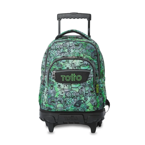 MOCHILA TOTTO ESCOLAR CARRO FIJO ESTAMPADO VERDE