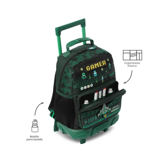 MOCHILA TOTTO ESCOLAR CARRO KIDS PIXEL GAME - Imagen 5